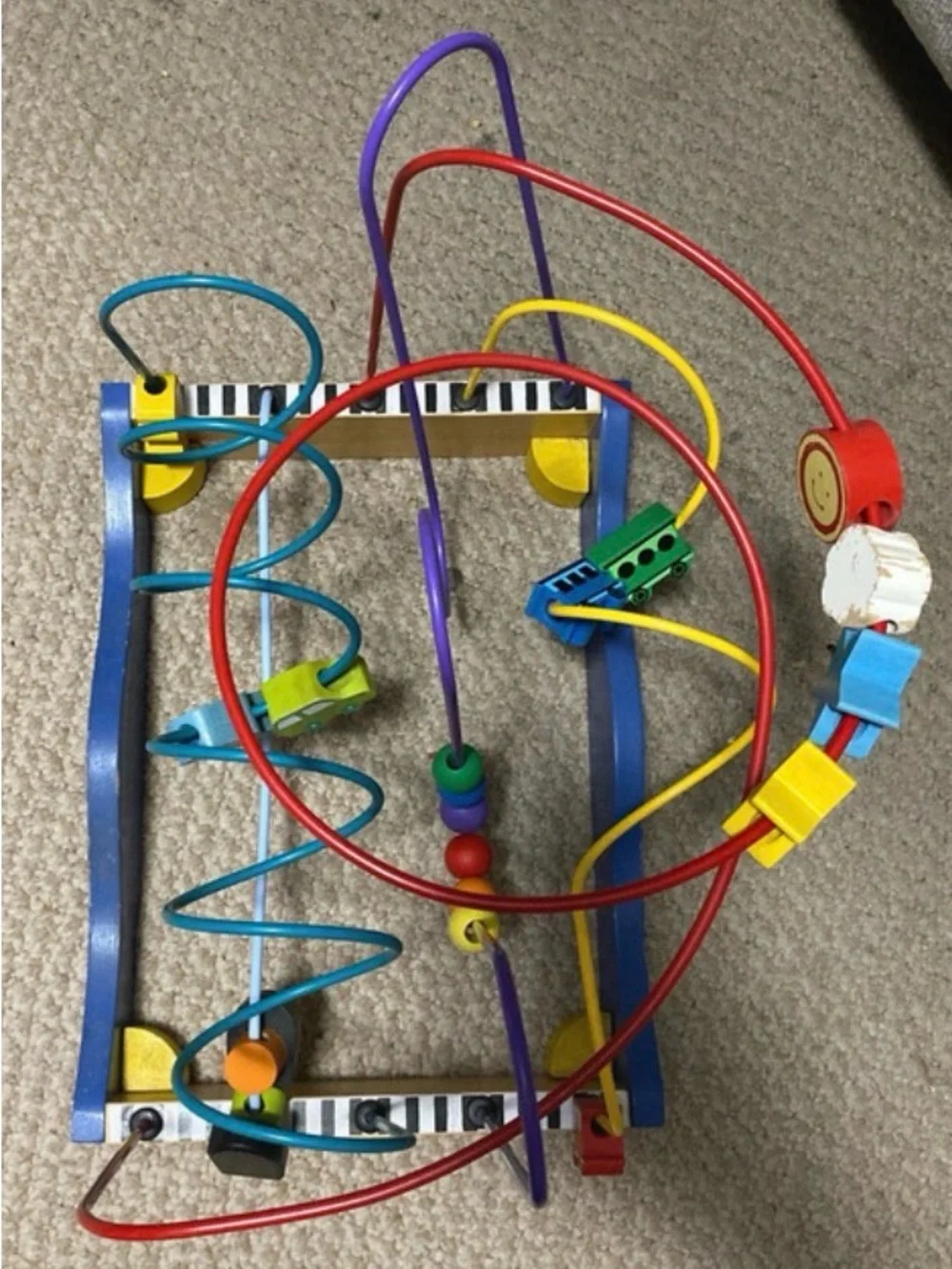 Wooden Multi-Track Bead Maze Activity Center - Multicolor